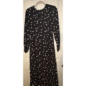 LOFT Black and White Polka Dot Midi Dress
